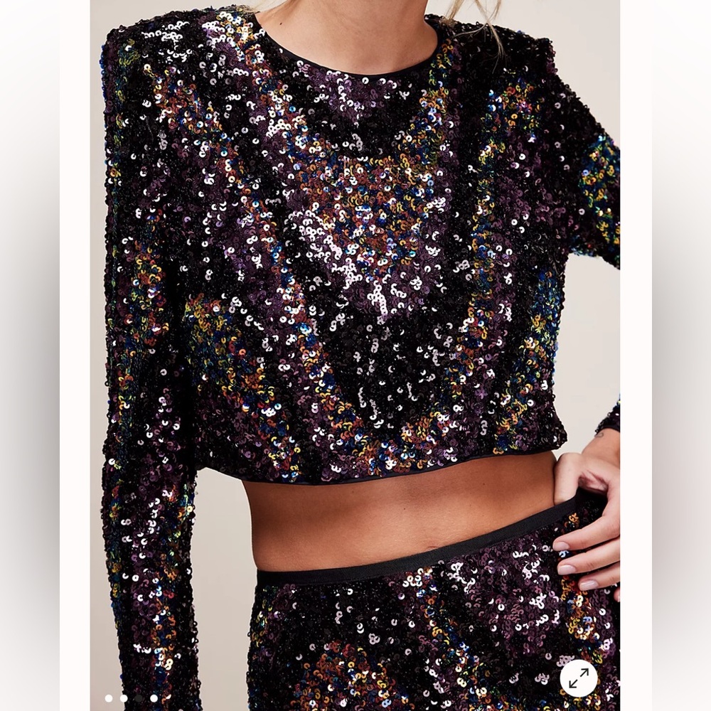 Free People Saylor Drury Cropped Long Sleeve Top Size L NEW WITH TAG‎